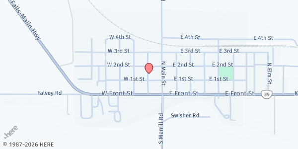 Map showing Refuge Church Malin/Merrill at 225 N. Monroe St, Merrill, OR