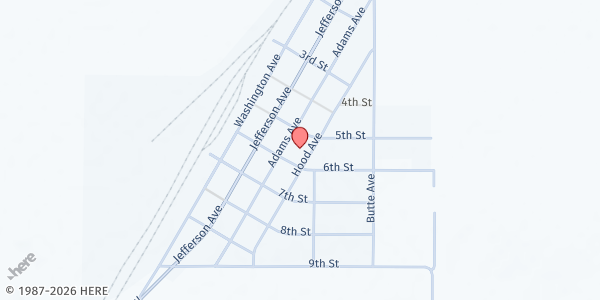 Map showing Metolius Friends Community Church at 575 Hood Ave, Metolius, OR