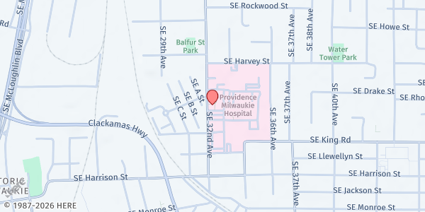 Map showing Esther's Pantry at 10202 SE 32nd Ave., Suite 601, Milwaukie, OR