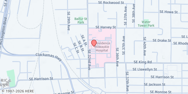 Map showing Esther's Pantry at 10202 SE 32nd Ave., Suite 601, Milwaukie, OR