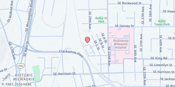 Map showing Hillside Free Food Market at 2889 SE Hillside Ct, Milwaukie, OR