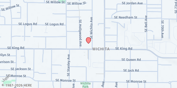 Map showing School Pantry at Wichita Family Support Center (NCSD) at 6031 SE King Rd., Milwaukie, OR