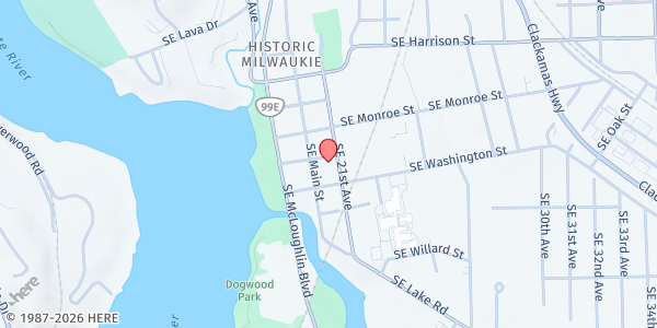 Map showing St. John's Episcopal Church at 2036 SE Jefferson, Milwaukie, OR