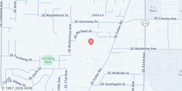 Map showing SVDP Christ the King at 7414 SE Michael Dr, Milwaukie, OR