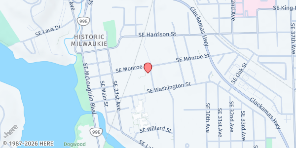 Map showing SVDP St John the Baptist at 10955 SE 25th Ave, Milwaukie, OR