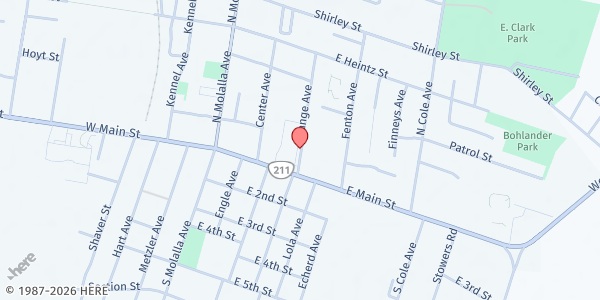Map showing Foothills Community Church EFB at 122 Grange Ave, Molalla, OR