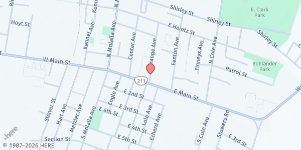 Map showing Foothills Resources at 122 Grange Ave, Molalla, OR