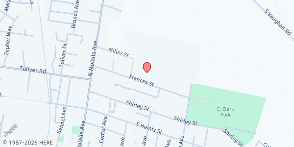 Map showing St James Catholic Church at 301 Frances Street, Molalla, OR