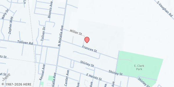 Map showing SVDP St James at 301 Frances St, Molalla, OR