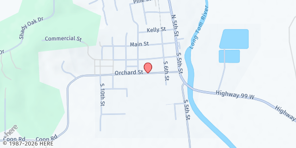 Map showing South Benton County Gleaners at 650 Orchard Street, Monroe, OR