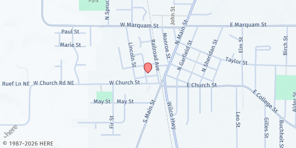 Map showing Mt. Angel Community Center at 195 East Charles Street, Mount Angel, OR