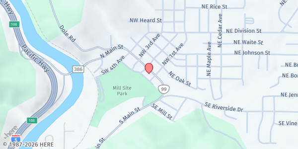 Map showing SVDP Myrtle Creek at 116 N Main Street, Myrtle Creek, OR