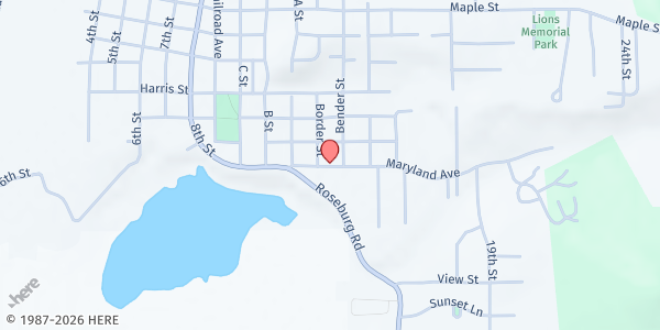 Map showing Valley Food Share - Myrtle Point at 1335 Maryland, Myrtle Point, OR