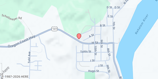 Map showing Nehalem Bay United Methodist Church at 36050 10th St, Nehalem, OR