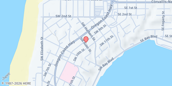 Map showing Calvary Baptist Soup Kitchen at 903 SW Alder Street, Newport, OR