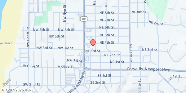 Map showing Salvation Army Newport Pantry of Hope at 140 NE 4th St, Newport, OR