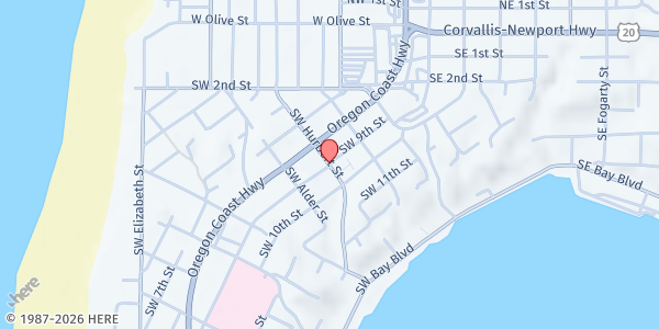 Map showing Stone Soup Supper at 410 Sw 9th St, Newport, OR