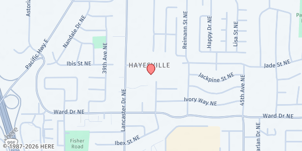 Map showing Peoples Church at 4500 Lancaster Drive Northeast, Northgate, OR