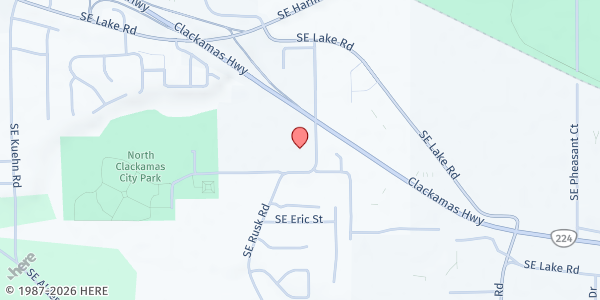 Map showing Turning Point Church at 13333 SE Rusk Rd., Oatfield, OR