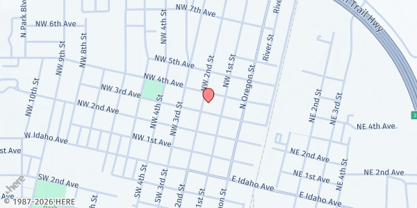 Map showing New Hope Kitchen Meal Site at 312 NW 2nd St, Ontario, OR