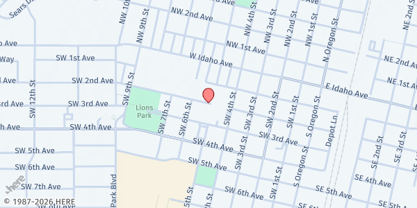 Map showing School Pantry at Ontario School District at 573 SW 2nd Ave, Ontario, OR