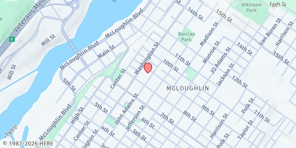 Map showing HOPE First Baptist at 819 John Adams St, Oregon City, OR