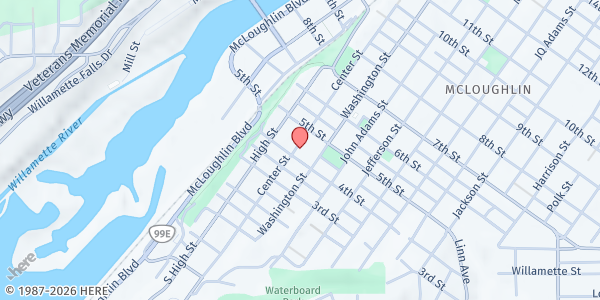 Map showing HOPE St. John's Catholic Church at 410 Center Street, Oregon City, OR