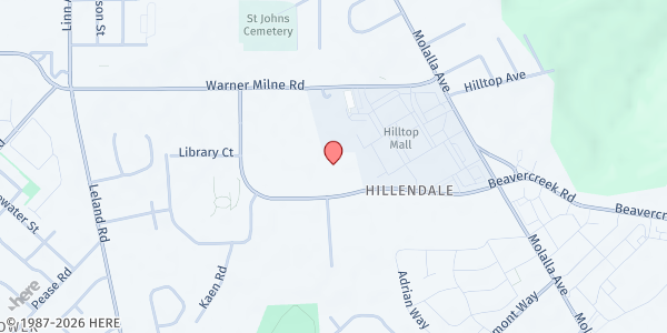 Map showing Oregon City DHS Free Food Market at 315 S Beavercreek Road, Oregon City, OR