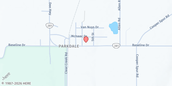 Map showing FISH Parkdale at 4910 Baseline Drive, Parkdale, OR