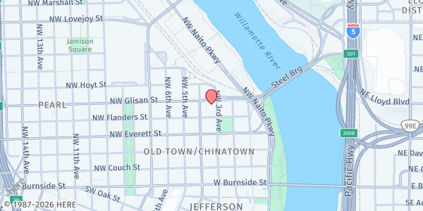 Map showing Blanchet House of Hospitality at 310 NW Glisan St, Portland, OR