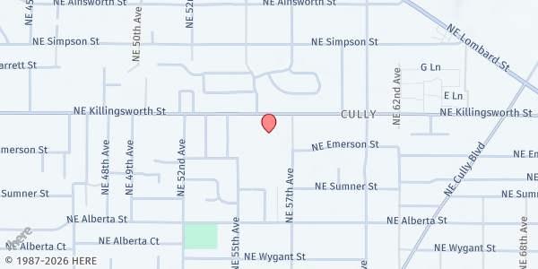 Map showing Casa Trinidad at 5606 NE Killingsworth, Portland, OR