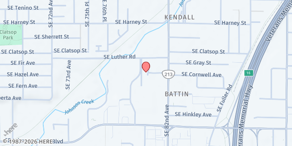 Map showing Clackamas Service Center Meals at 8800 SE 80th Ave, Portland, OR