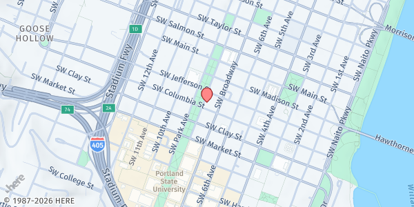 Map showing Clay St Table Street/Camp Pantry at 1314 SW Park St, Portland, OR
