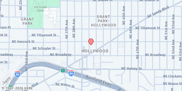 Map showing Community for Positive Aging Pantry at 1820 NE 40th Ave, Portland, OR