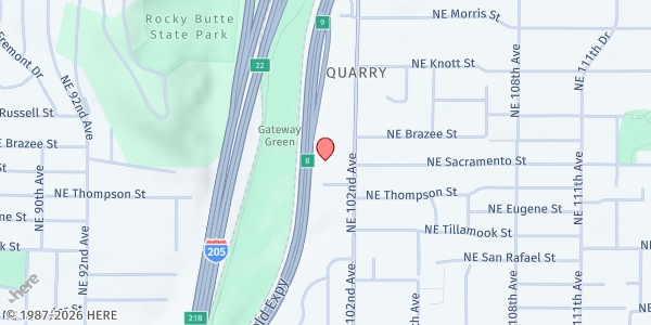 Map showing Crossroads Church - Food Bank Distribution at 2407 NE 102nd Ave, Portland, OR