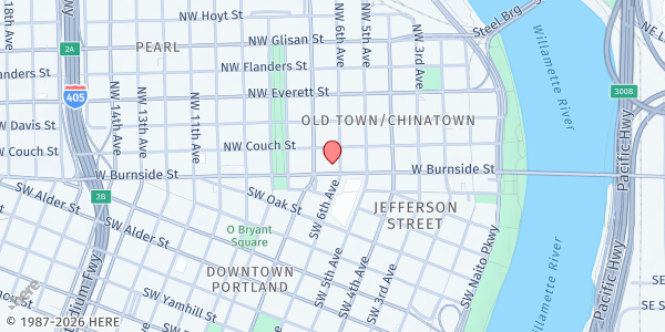 Map showing Downtown Chapel Roman Catholic Parish at 601 W Burnside St, Portland, OR