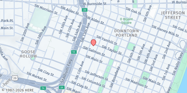 Map showing First Baptist Church CMS at 909 SW 11th Ave., Portland, OR