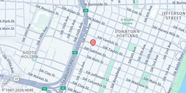 Map showing First Baptist Church CMS at 909 SW 11th Ave., Portland, OR