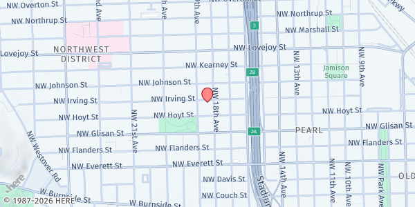 Map showing First Immanuel Church at 1808 NW Irving, Portland, OR