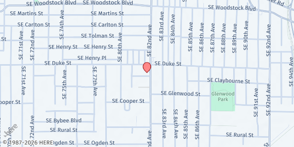 Map showing Francis Center at 6535 SE 82nd Ave, Portland, OR