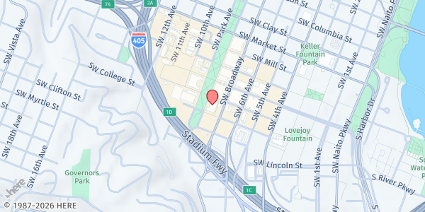 Map showing Free Food Market @ South Park Blocks at 1914 SW Park Ave, Portland, OR