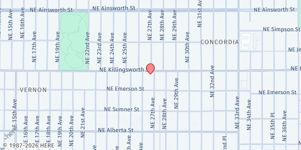 Map showing Genesis Community Fellowship Food Pantry at 5425 NE 27th Ave, Portland, OR