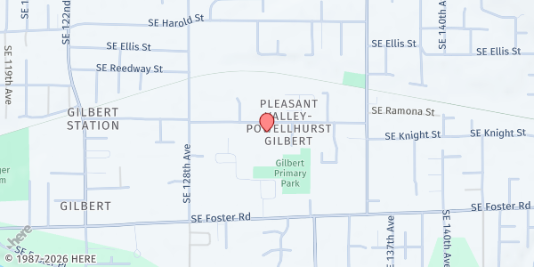 Map showing Gilbert Park Elementary School at 13132 SE Ramona St, Portland, OR