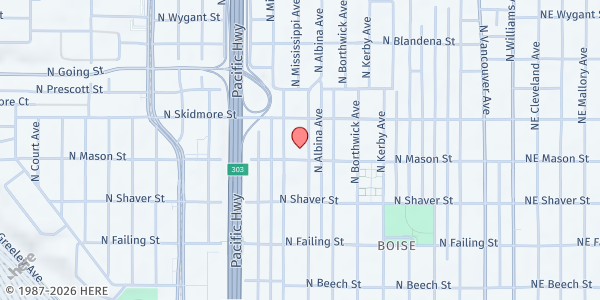 Map showing Hand Up Project - People's Pantry at 4115 N. Mississippi Ave, Portland, OR