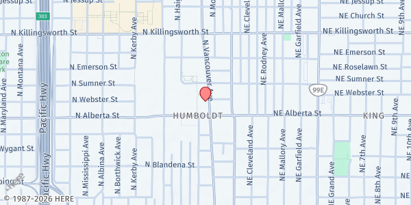 Map showing Humboldt Gardens Apartments at 5033 N. Vancouver Ave., Portland, OR