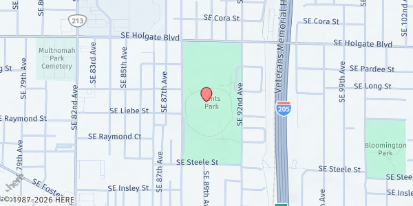 Map showing Lents Park at 4808 SE 92nd Ave., Portland, OR