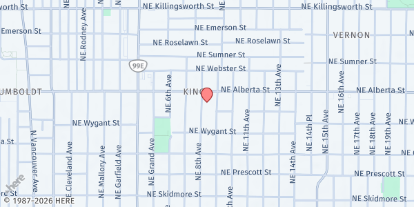 Map showing Martha H. Terrell Community Services Center at 4940 NE 8th Avenue, Portland, OR