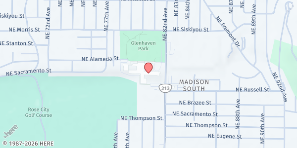 Map showing McDaniel High School at 2735 NE 82nd Ave, Portland, OR