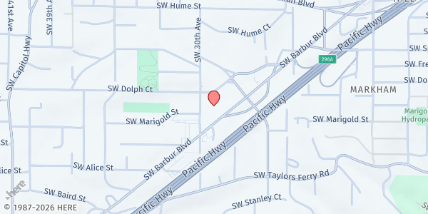 Map showing Neighborhood House at 8959 SW Barbur Blvd., Portland, OR