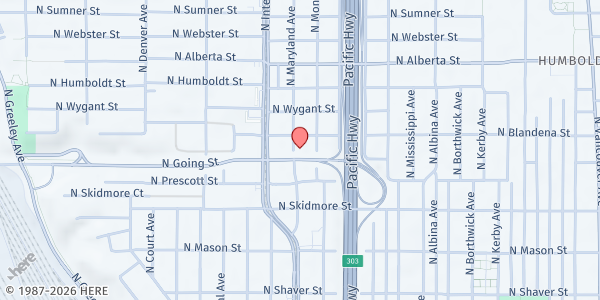 Map showing Portland Organizing Project - Food Distribution Center at 4610 N Maryland Ave, Portland, OR